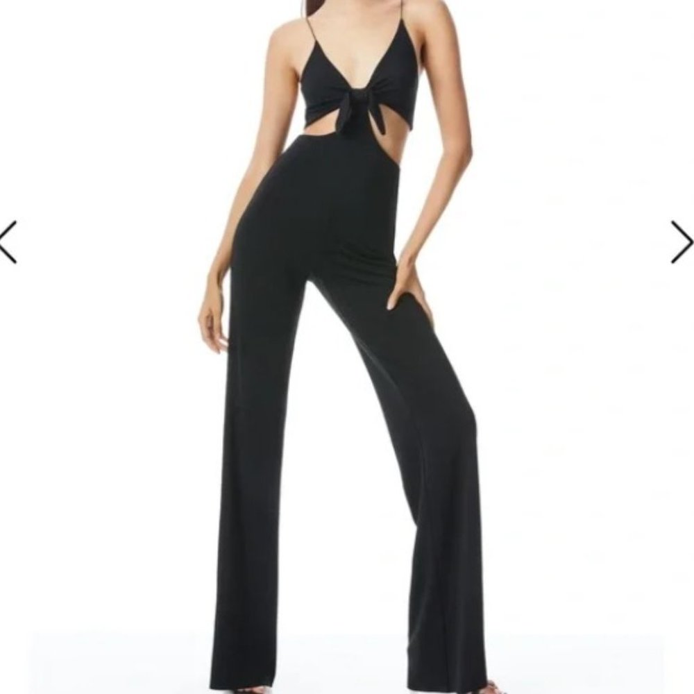 ALICE + OLIVIA Havana Cut-Out Jumpsuit Black Size 0 NWT